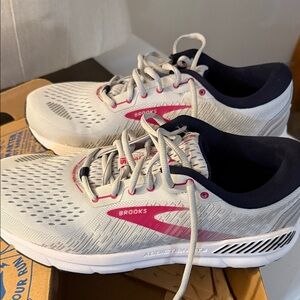 Brooks White and Pink Athletic Sneakers